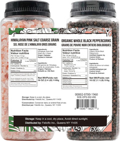 Elevate Your Cooking with Himalayan Pink Salt & Organic Black Peppercorns - Non-GMO Spice Seasoning Set for Perfect Flavor!