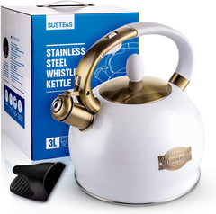 SUSTEAS 2.64 Quart Whistling Tea Kettle & 57Oz Electric Kettle with Thermometer - Perfect for Tea Lovers!