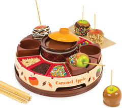 Indulge in Sweetness with Our Chocolate & Caramel Fondue Pot - Complete with 25 Sticks & Toppings Trays for Endless Fun!