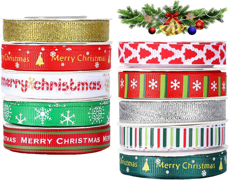 100 Yards of Festive Christmas Grosgrain Ribbon - Perfect for Wrapping Gifts and Holiday Crafts!