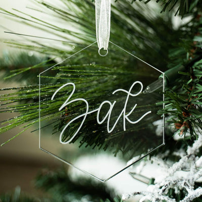 18-Pack 3-Inch Clear Hexagon Acrylic Christmas Ornaments, 4mm Thickness, Blank DIY Holiday Baubles for Tree Decoration, Stocking Name Tags, and Keepsakes