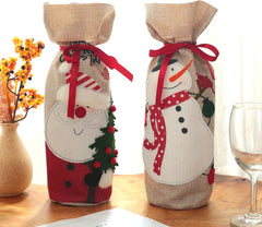 Burlap Wine Bottle Gift Bags with Drawstring - Reusable for Christmas, Weddings, Birthdays, and Holiday Celebrations (Set of 2)
