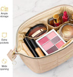 Stylish Camel Quilted Travel Pouch – Your Perfect Organizer for Cosmetics and Essentials