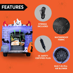 6 FT Halloween Inflatable Haunted Castle with Built-In LED Light 