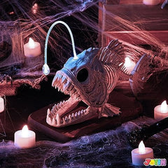 "Spooky Skeleton Fish Decor with LED Eyes for Halloween Outdoor Parties! 🎃👻 #HalloweenDecor #HauntedHouse"