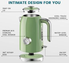 SUSTEAS 2.64 Quart Whistling Tea Kettle & 57Oz Electric Kettle with Thermometer - Perfect for Tea Lovers!