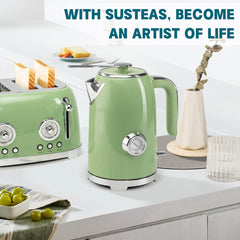 SUSTEAS 2.64 Quart Whistling Tea Kettle & 57Oz Electric Kettle with Thermometer - Perfect for Tea Lovers!