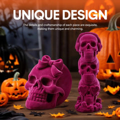 Enhance Your Space with Two Elegant Pink Halloween Skull Decor Pieces for a Gothic Atmosphere This Season