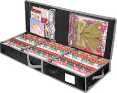 Durable 40" Soft Christmas Wrapping Paper Storage Bag with Flexible Partitions & Pockets for Ribbons & Accessories - Grey