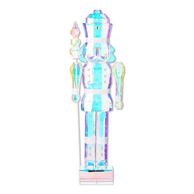 Light-Up Prismatic Nutcracker Christmas Decoration for Indoor and Outdoor Use, Iridescent, 6 Feet