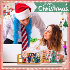 6-Piece Wooden Nutcracker Fairy Ballet Christmas Table Centerpiece Set with Mouse King Soldier Signs for Holiday Home Decor and Tiered Tray Display