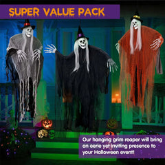 Enhance Your Halloween Decor with a Set of 3 Hanging Ghosts for a Spooky Atmosphere