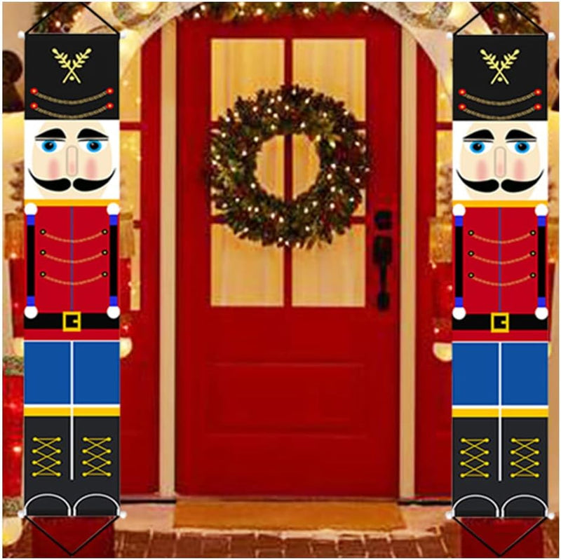 Christmas Nutcracker Banner Decorations - 6.2 Ft Soldier Nutcracker Outdoor Banner for Front Door, Yard, Porch, Garden, and Indoor Kids' Parties
