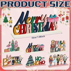 6-Piece Wooden Nutcracker Fairy Ballet Christmas Table Centerpiece Set with Mouse King Soldier Signs for Holiday Home Decor and Tiered Tray Display