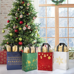 16 Pack Medium Christmas Gift Bags with Tissue Paper - Reusable Holiday Tote Bags with Handles for Perfect Gift Wrapping!