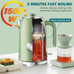 SUSTEAS 2.64 Quart Whistling Tea Kettle & 57Oz Electric Kettle with Thermometer - Perfect for Tea Lovers!
