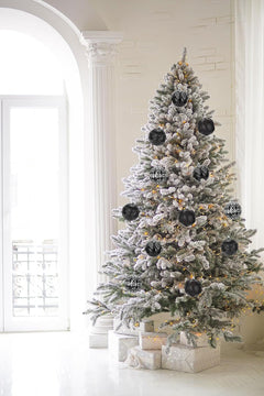 3.15" Black Shatterproof Christmas Ball Ornaments Set of 12 - Large Hanging Decorations for Holiday Wreaths and Home Decor