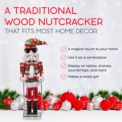 Ornativity Wooden Nutcracker - Christmas Skier in Red and Green