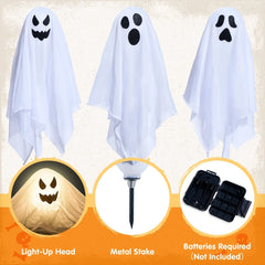 "Spooky Halloween Ghost Decorations - Light up your yard with these flying ghost stakes! 👻🎃 #HalloweenDecor #HauntedHouse"