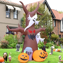 11.8 FT Inflatable Halloween Tree with LED Lighting - Ideal for Festive Outdoor Decor