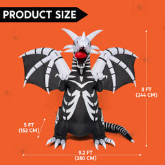 8-Foot Inflatable Skeleton Dragon for Halloween Yard Decoration