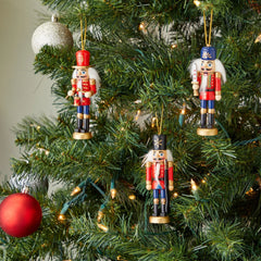 Set of 6 Rustic Wood Nutcracker Ornaments for Christmas Tree Decor, Featuring 6 Unique Designs (7.2 x 1.1 x 1.1 Inches)