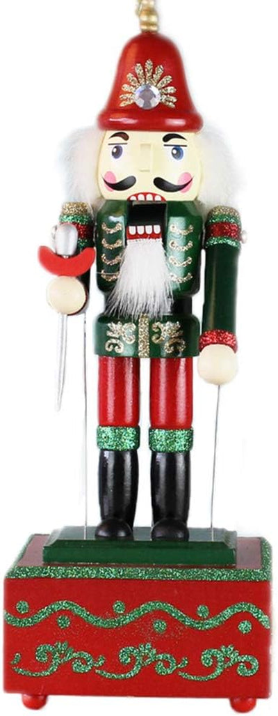 12-Inch Wooden Nutcracker Music Box Christmas Ornament - Decorative Gift Puppet Conductor