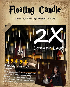 24-Piece Floating Candles Set with Wand: Flameless Flickering LED Hanging Lights in Warm White - Ideal for Parties and Halloween Decor!