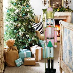 Life-Size 4-Foot Wooden Nutcracker King and Soldier Decoration - Commercial Quality Christmas Ornament YK16