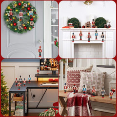 6-Piece Wooden Nutcracker Ornament Set, 5-Inch Mini King and Soldier Decorations for Holiday Cheer on Trees, Shelves, and Tables
