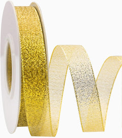 Metallic Gold Glitter Ribbon, 5/8" x 25 Yards - Perfect for Crafting, Sewing, Gift Wrapping, and Holiday Decorations