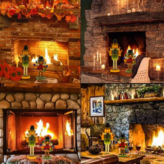 14-Inch Handmade Wooden Turkey Nutcracker - Collectible Fall and Thanksgiving Table Decoration