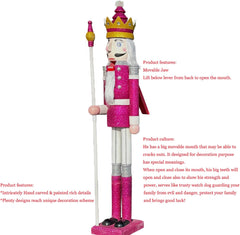 6-Foot Tall Life-Size Purple Glitter Wooden Nutcracker King Ornament with Scepter for Christmas, Events, and Weddings (Model K32)