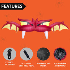 Joiedomi 6.6 FT Halloween Inflatable Red Dragon Decoration with Built-In LED Light 