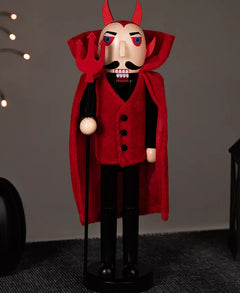 Devil-Themed 14-Inch Halloween Nutcracker with Pitchfork Design
