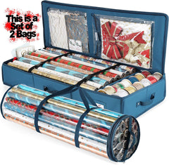 Christmas Wrapping Paper Storage Organizer - Large Under-Bed Container for Holiday Gift Wrap & Accessories by Steel Blue