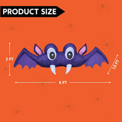 6 FT Halloween Inflatable Bat Decoration with Built-In LED Light 