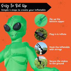 9 Ft Inflatable Alien Decoration for Halloween Yard Display