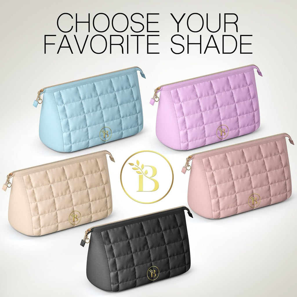 Stylish Camel Quilted Travel Pouch – Your Perfect Organizer for Cosmetics and Essentials