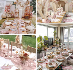 Dust Pink Table Runner 17X108 Inches for 1 Pack Galentines Day Decor Cheesecloth Table Runner 9FT Boho Decor Spring Tablerunner for Wedding Party Easter Table Decorations Baby Shower