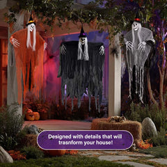 Enhance Your Halloween Decor with a Set of 3 Hanging Ghosts for a Spooky Atmosphere