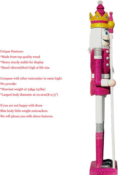 6-Foot Tall Life-Size Purple Glitter Wooden Nutcracker King Ornament with Scepter for Christmas, Events, and Weddings (Model K32)