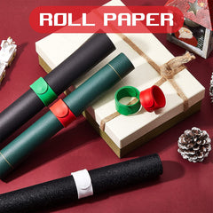 Versatile 12-Piece Holiday Wrapping Paper Roll Holder Set – Silicone-Covered Metal Stabilizers in White, Red, and Green for Perfect Storage and Organization!