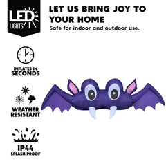 6 FT Halloween Inflatable Bat Decoration with Built-In LED Light 