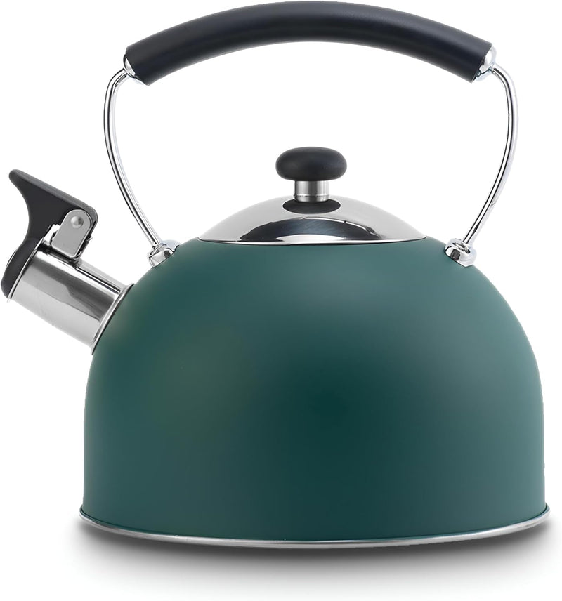 Whistle Your Way to Perfect Tea Time with Our Stylish 3 Quart Dark Green Stovetop Kettle! 🍵✨