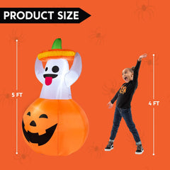 Light up your Halloween with these 5 FT Inflatable Pumpkin Ghosts! 🎃👻 Perfect for outdoor decorations! #HalloweenDecorations #SpookySeason