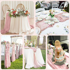 Dust Pink Table Runner 17X108 Inches for 1 Pack Galentines Day Decor Cheesecloth Table Runner 9FT Boho Decor Spring Tablerunner for Wedding Party Easter Table Decorations Baby Shower