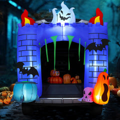 6 FT Halloween Inflatable Haunted Castle with Built-In LED Light 