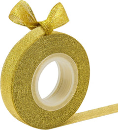 Metallic Gold Glitter Ribbon, 5/8" x 25 Yards - Perfect for Crafting, Sewing, Gift Wrapping, and Holiday Decorations
