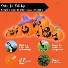 "Spooky 12.5 FT Inflatable Pumpkin with Witch Hat and LED Lights - Perfect for Halloween Outdoor Decor! 🎃🧙‍♀️ #HalloweenDecor #Inflatables"